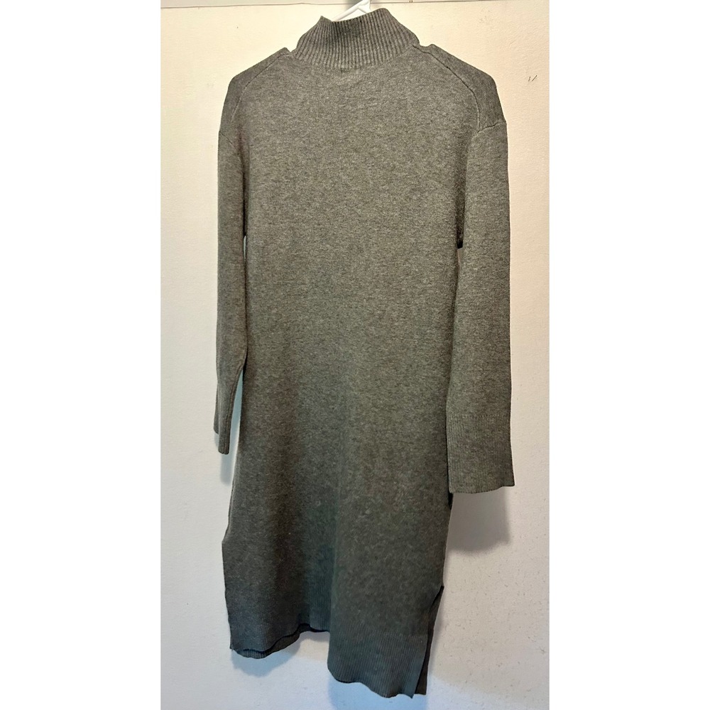 A‎ New Day Womens Grey Mock Neck Knit Sweater Dress Midi Long Sleeve Small NEW